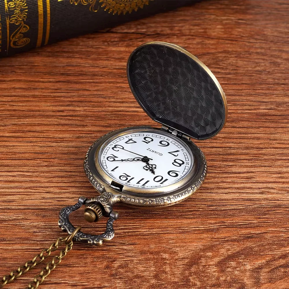 Retro large bronze fine chain relief dragon design retro Pocket watch Chinese style pocket watch quartz watch