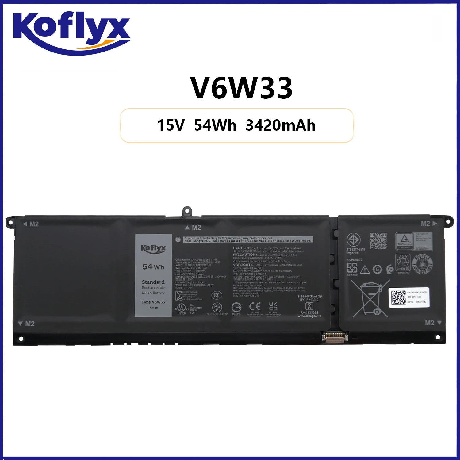

V6W33 Koflyx new laptop battery for Dell Inspiron 3511 3510 3520 3515 5310 5410 5418 5510 5515 5518 5625 5630 5635 Latitude 3320