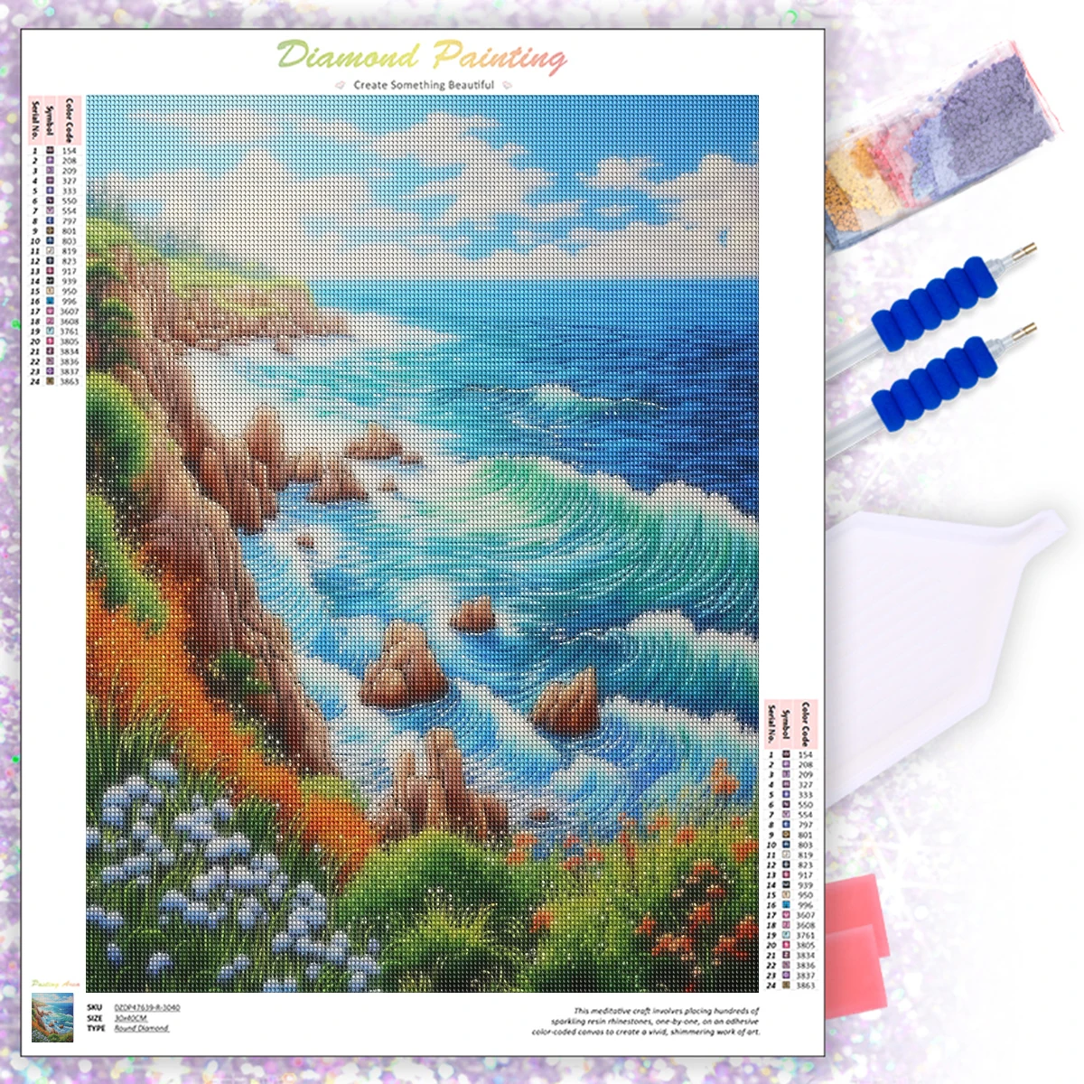 

CHENISTORY Square Diamond Embroidery Beautiful sea view 5D Diamond Painting With Rhinestones Diamond Art Home Decor