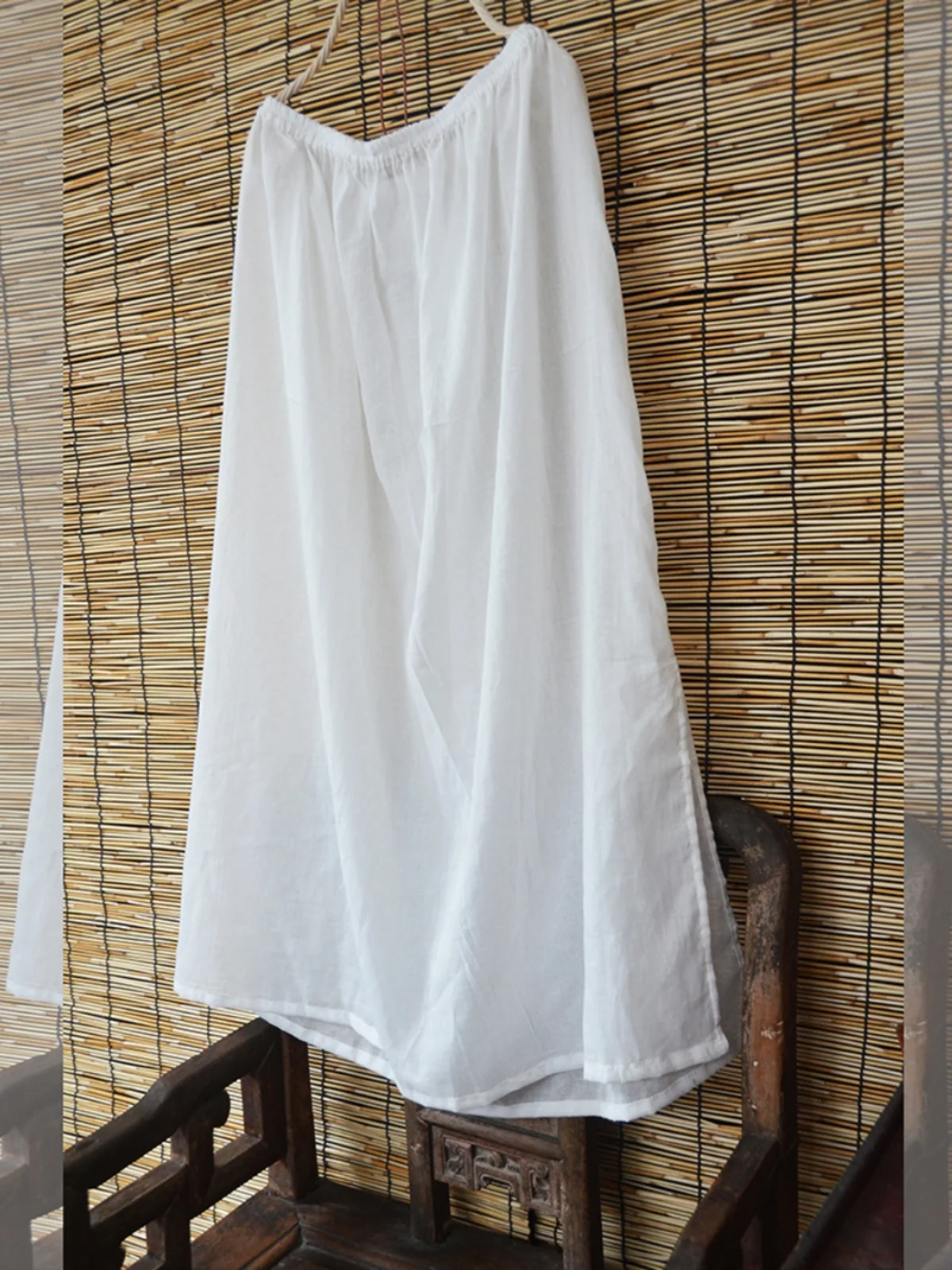 

Летняя юбка из чистого льна с хлопковой подкладкой Юбка с эластичной резинкой на талии Свободная белая юбка Hanfu Ma Face Женская внутренняя одежда для поездок на работу