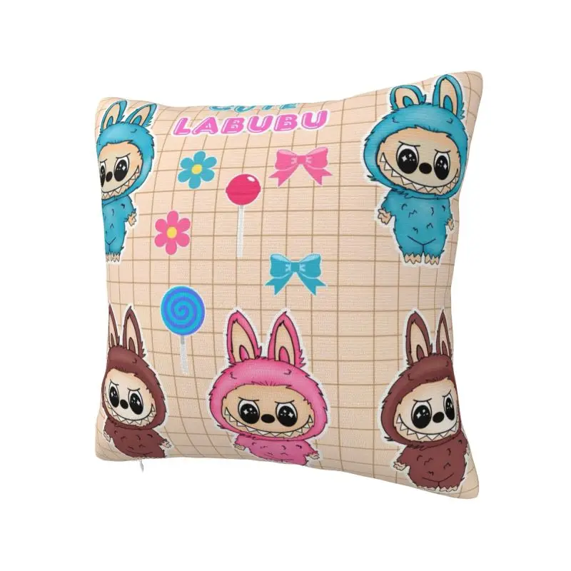 Custom Nordic Style Labubues Cartoon Throw Pillow Case Home Decorative Square Cushion Cover Pillowcover for Sofa