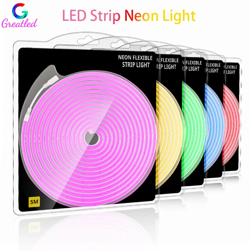 LED Flexible Silicone Neon Light Strip 1M 2M 3M 4M 5M 120LEDs/M Flexible Rope Tube Neon Light Waterproof 12V 6*12