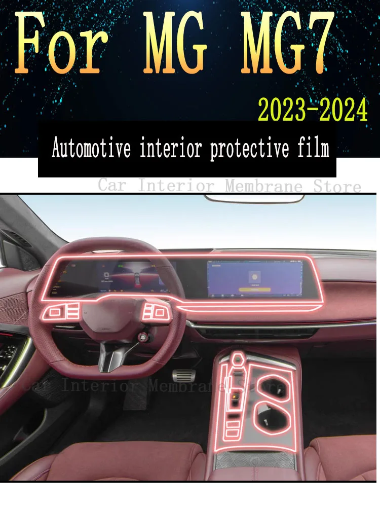 

For MG 7 （2023 2024） Navigation Center Console Gear Panel Screen TPU Car Interior Protective Film Anti-Scratch Sticker