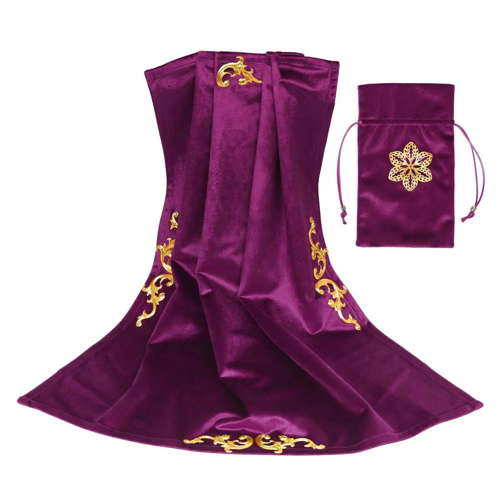Vintage Style Tarot Tablecloth Table Cover 65x65cm with Tarot Drawstring Pouch Velvet Surface for Divination Game Party Supplies