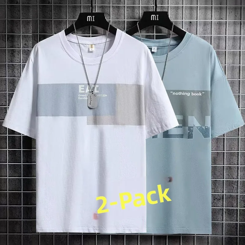 تي شيرت فضفاض بأكمام قصيرة للرجال، تصميم صيفي جديد متعدد الاستخدامات بنصف كم مطبوع، ماركة عصرية، قمة أنيقة للشباب #1