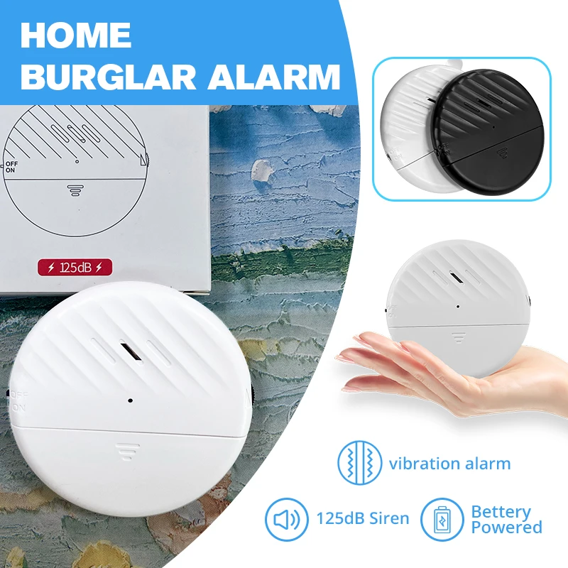 Door And Window Vibration Sensor Alarm 125dB Glass Breakage, Anti-theft Sensor Easy Install For Home Safety Protection