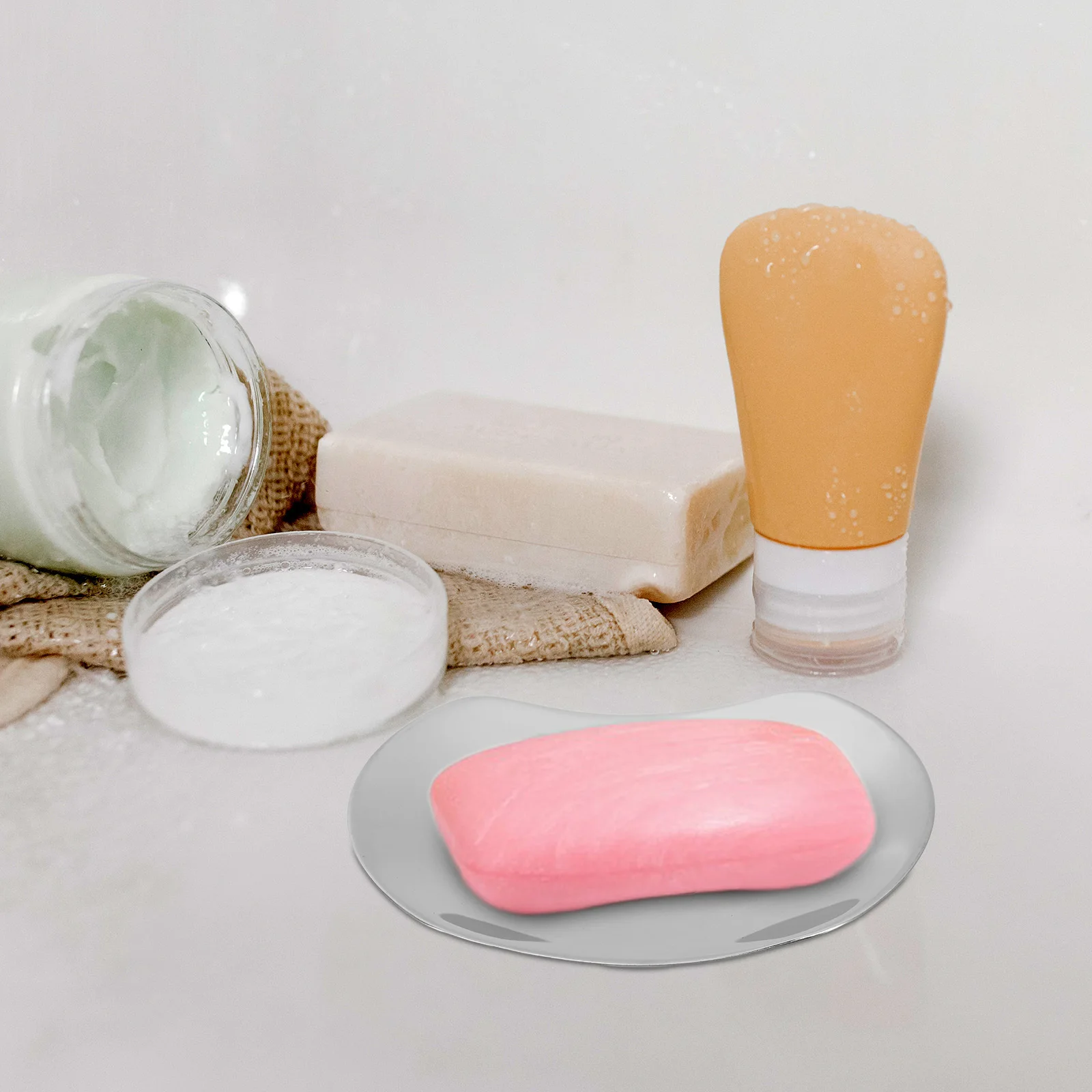 

1Pcs Stainless Steel Soap Tray All-in-One Function Smooth Surface Rustproof Soap Storage Container for Bathroom Sink Countertop