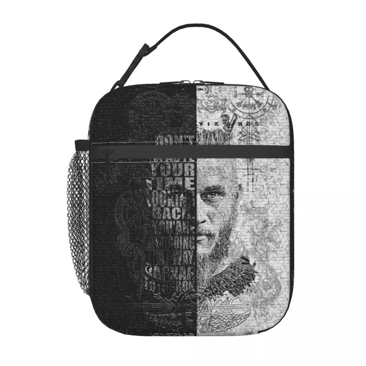 Vikings Quotes By Ragnar Lothbrok Insulated Lunch Bag Women Portable Norse Valhalla Warrior Cooler Thermal Lunch Box Kids School