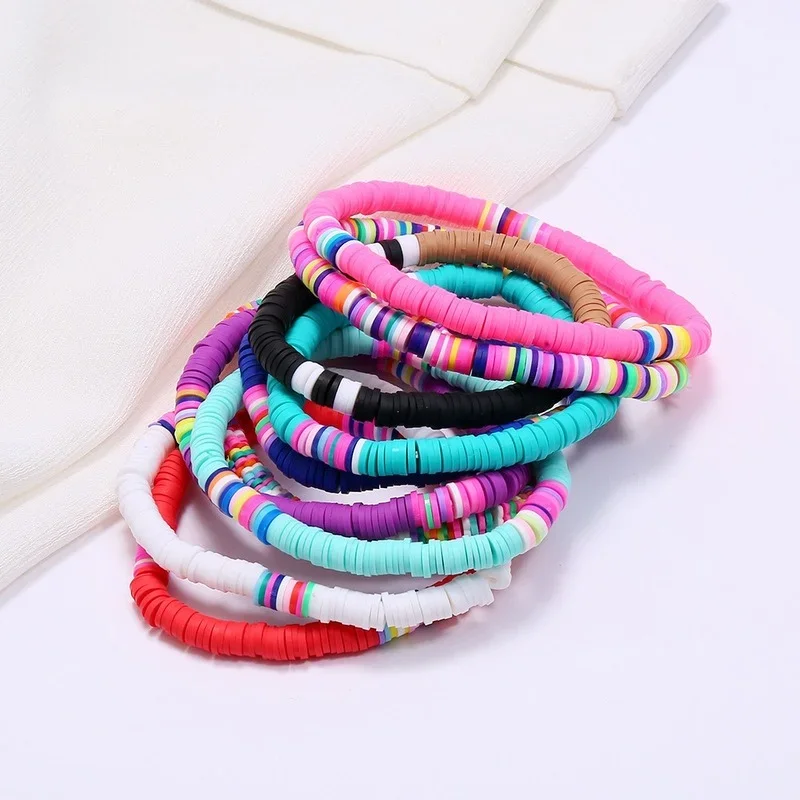 Braccialetto etnico in ceramica morbida colorata da 6mm Boho Holiday Beach bracciale elastico regolabile con ciondoli per donna ragazze Pulsera Pareja