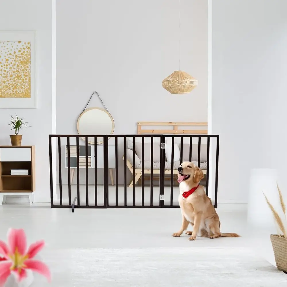24inch reestanding Pet Gate, Solid Wood olding Saety ence Wooden Dog Gate or Stairs, Doorways, Halls, Kitchens, Dog Gates or Doo