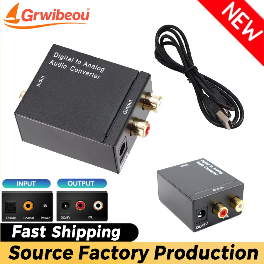 

Digital To Analog Audio Converter Coaxial Optical Fiber Toslink with Power for RCA SPDIF Digital Audio Decoder Stereo Amplifier