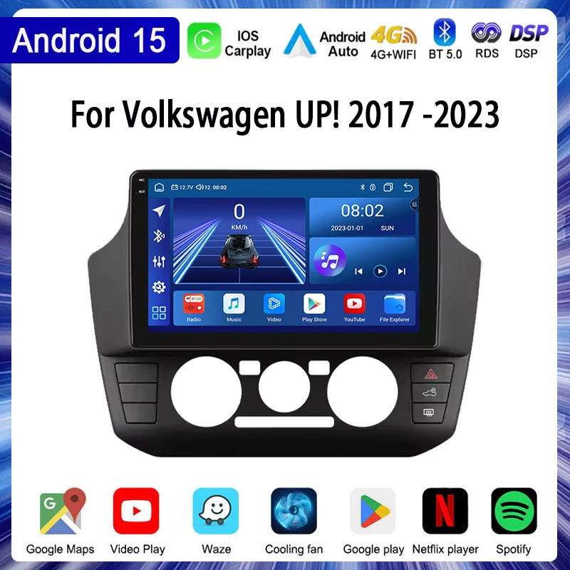 

Car Radio For Volkswagen UP! 2017 -2023 Multimedia Video Player Navigation Stereo GPS Android 15 Wireless Carplay DSP 5G WIFI