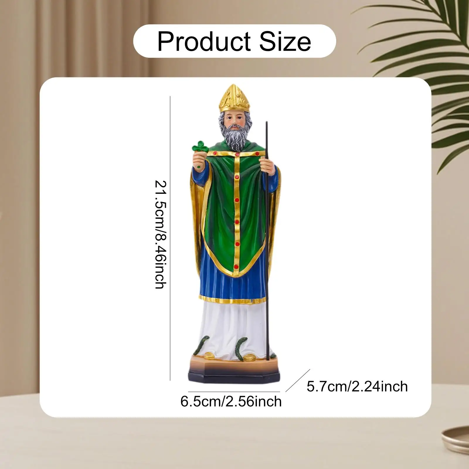 ST. Patrick Figure Decoration Crafts Tabletop Statue Gift Resin Figurine Character Sculpture ST.patrick Statue for Cabinet Table