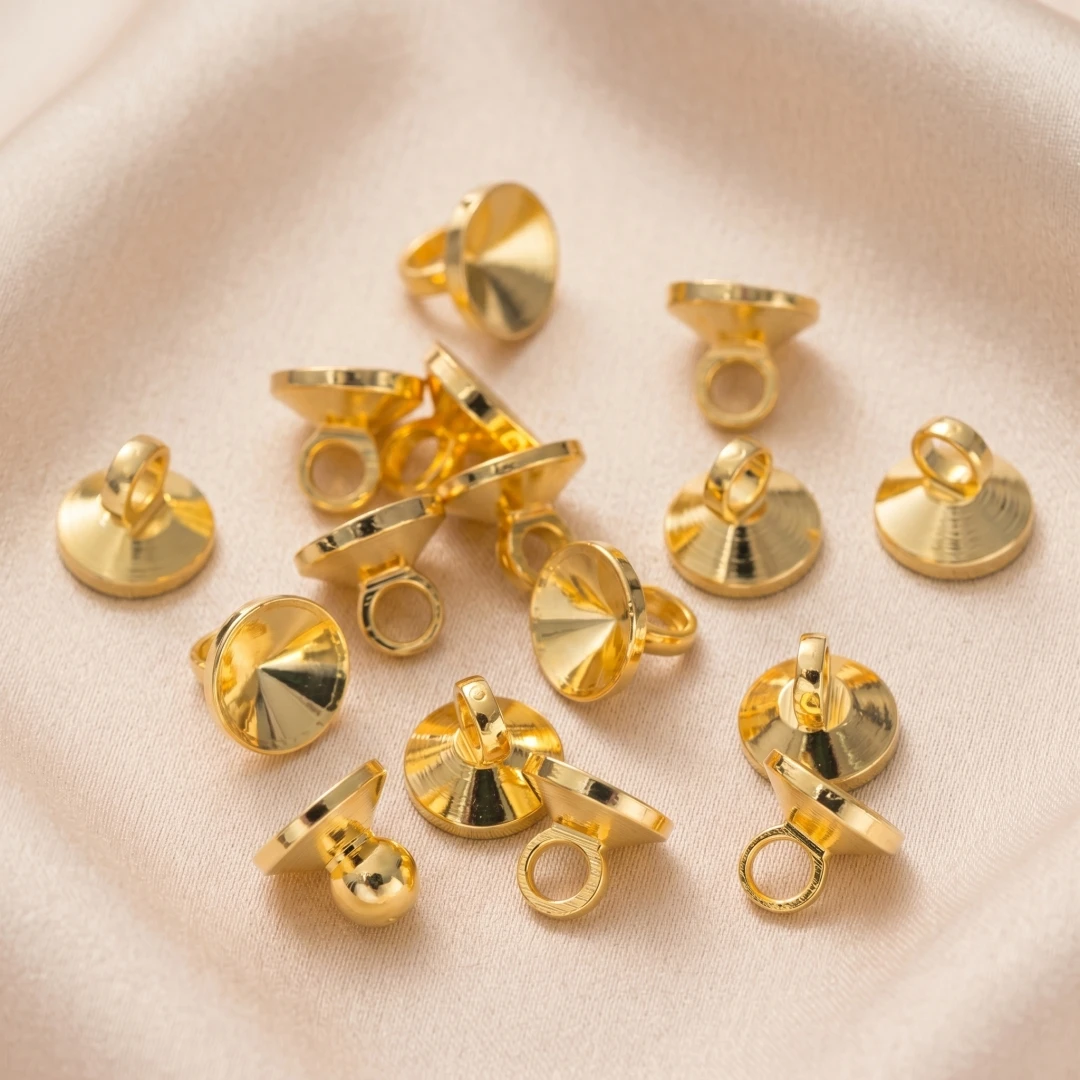 20 Stück 18K vergoldete Messing-Perlenkappen-Anhänger-Verschlüsse mit Öse für Ohrringe, Halsketten, Schmuck und DIY-Bastelarbeiten – Detail 4