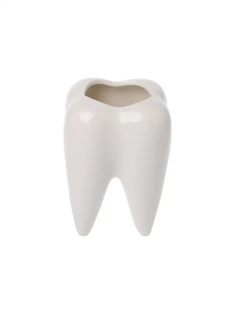 

Tooth Ceramic Flower Pot Green Planter Cactus Container Decor
