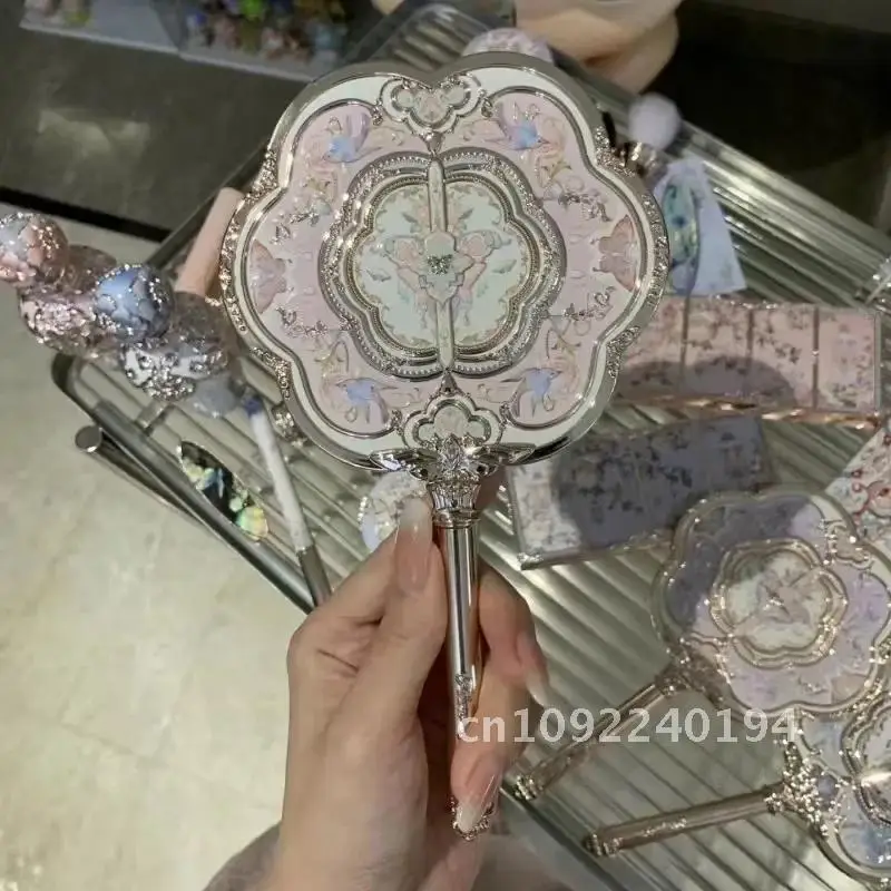 Flower Knows Butterfly Mermaid Collar Collection Cosmetic Mirror Mirror Exquisite Hand Holding Mirror Tools Cloud Relief Makeup