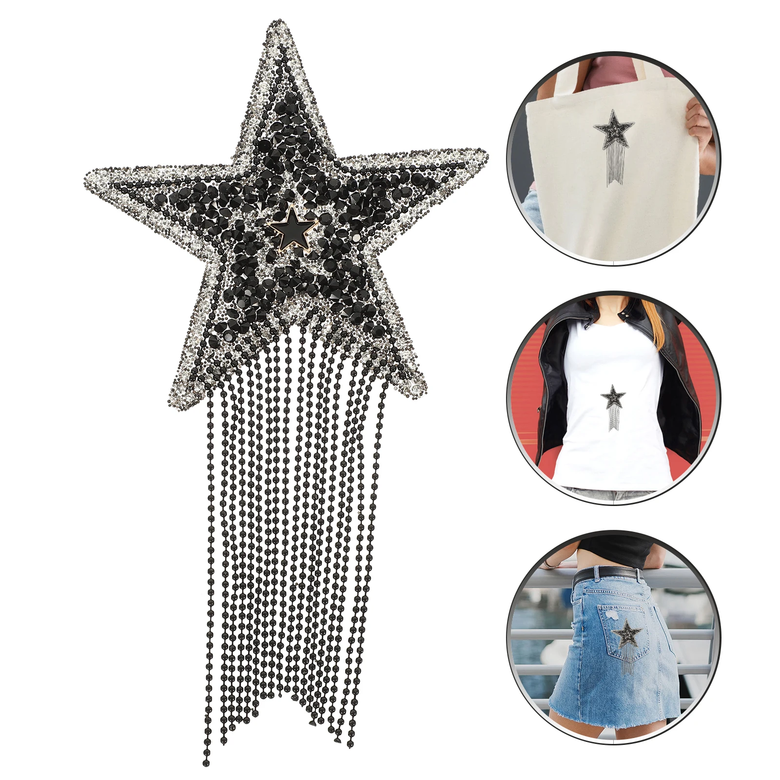 

Glitter Star Shaped Rhinestone Iron On Patch Diy Clothing Bag Decoration Accessory Bling Applique Resin Sewing Repair Patches