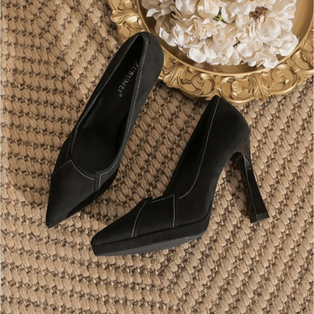 High Heels Women's Sexy Suede Waterproof Table Single Shoes Womens 2026 Autumn New Pointed Stiletto High Heels Pumps Women's