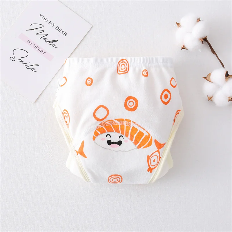 Baby Cartoon Animal Fruit Wing Gauze Diaper Waterproof Diaper Cotton Diaper Pocketlearning Pants Pull Up Pant for Children Gift