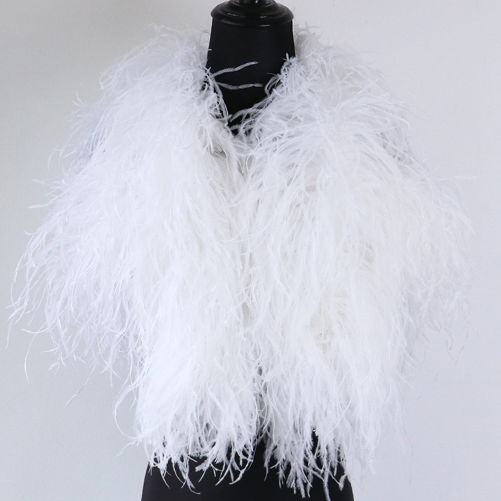 

1m white ostrich feather strip used for wedding holiday decoration crafts clothing accessories party dresses home decaration