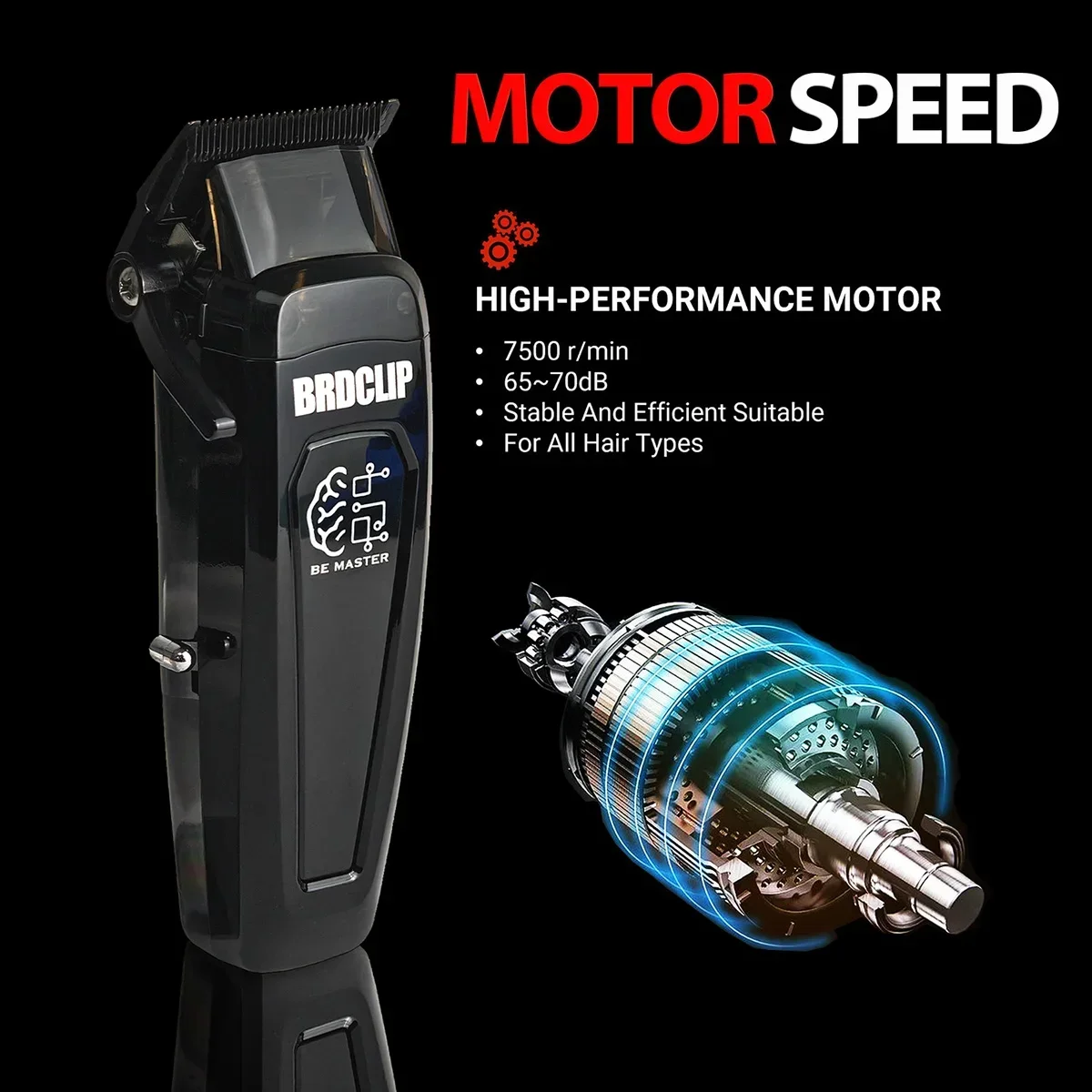BRDCLIP BRD106 BRD107 Professional Barber Hair Clipper Base Charger 7500RPM Hair Clipper DLC Blade 8000RPM Hair Trimmer for Men