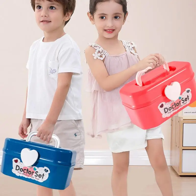 Conjunto Médico Infantil, Conjunto de Medicina, Interpretação de Papéis, Brinquedos Pretendentes, Brinquedo de Vestir com Estetoscópio e Caixa de Armazenamento, 52 unid