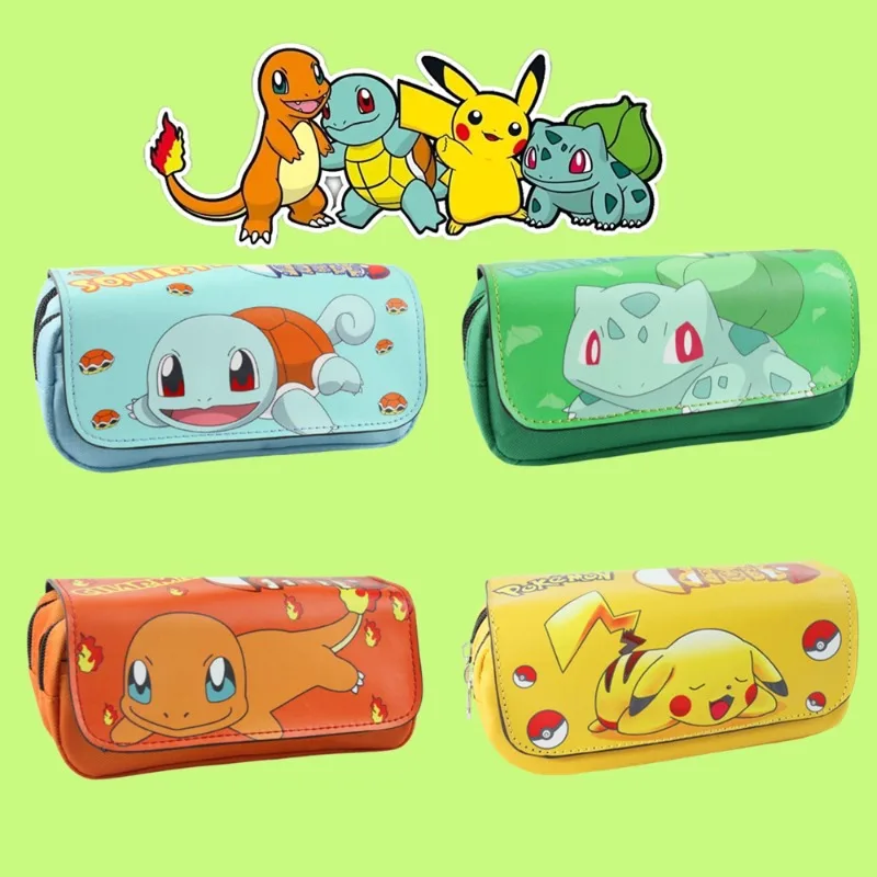 

Kawaii Anime Pokemon Pencil Cases School Cartoon Pikachu Black Pen Bag School Supplies Stationery Schoolbag Gifts for Students
