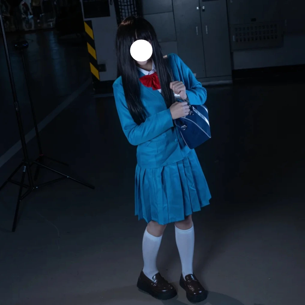 Sawako Kuronuma Cosplay School Unifrom Costume Anime Kimi Ni Todoke From Me To You Blue Blazer Shirt Pink Bow Pleated Skirt JK