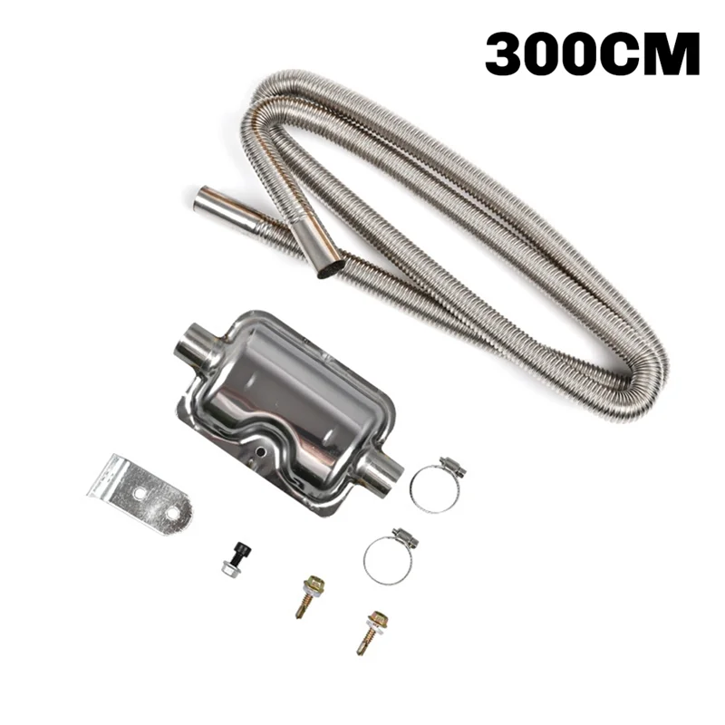 Parking Heater Stainless Steel Exhaust Muffler Hose Spiral Thread Exhaust Chimney Exhaust For12/24V Auxiliary Car Heater 300CM