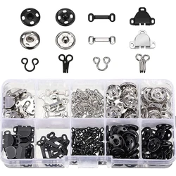 100Pcs Sewing Hooks and Eyes Set Sew-on Snap Buttons DIY Clothing Button Sewing Closures Snaps Kit for Clothes Bags Sewing Craft