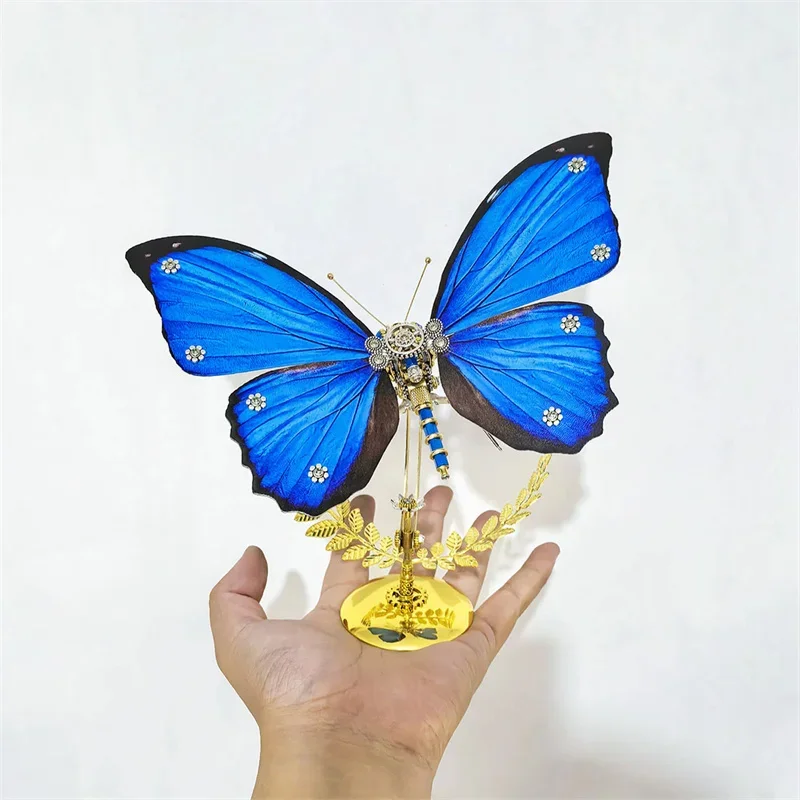 Dreamy Blue Morpho Butterfly 3D Puzzle Modello in metallo Kit modello di costruzione per adulti Bambini Fai da te Steampunk Meccanico Insetti Giocattolo punk