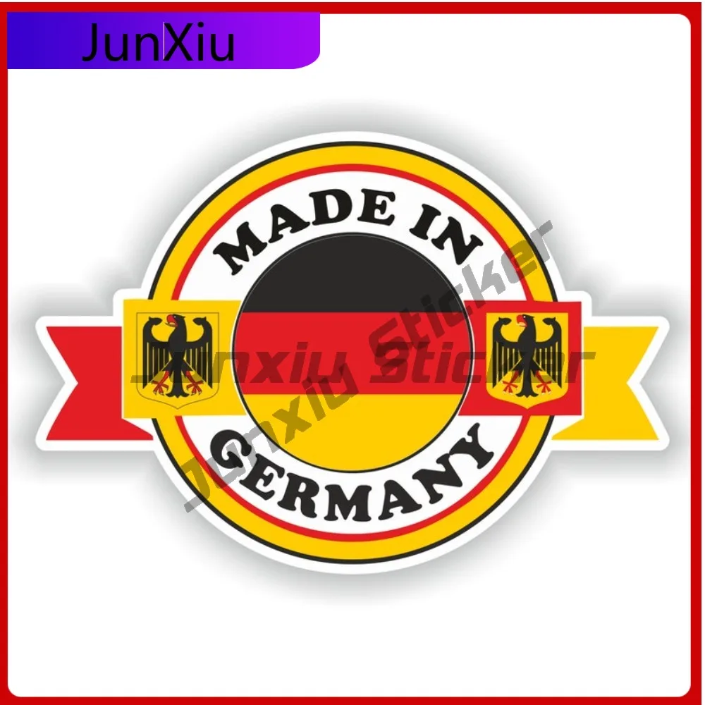 

Made In Germany Flag With National Emblem Vinyl Waterproof Stickers Camper Rv Van Decals Aquarium Accessories Funny Decoration