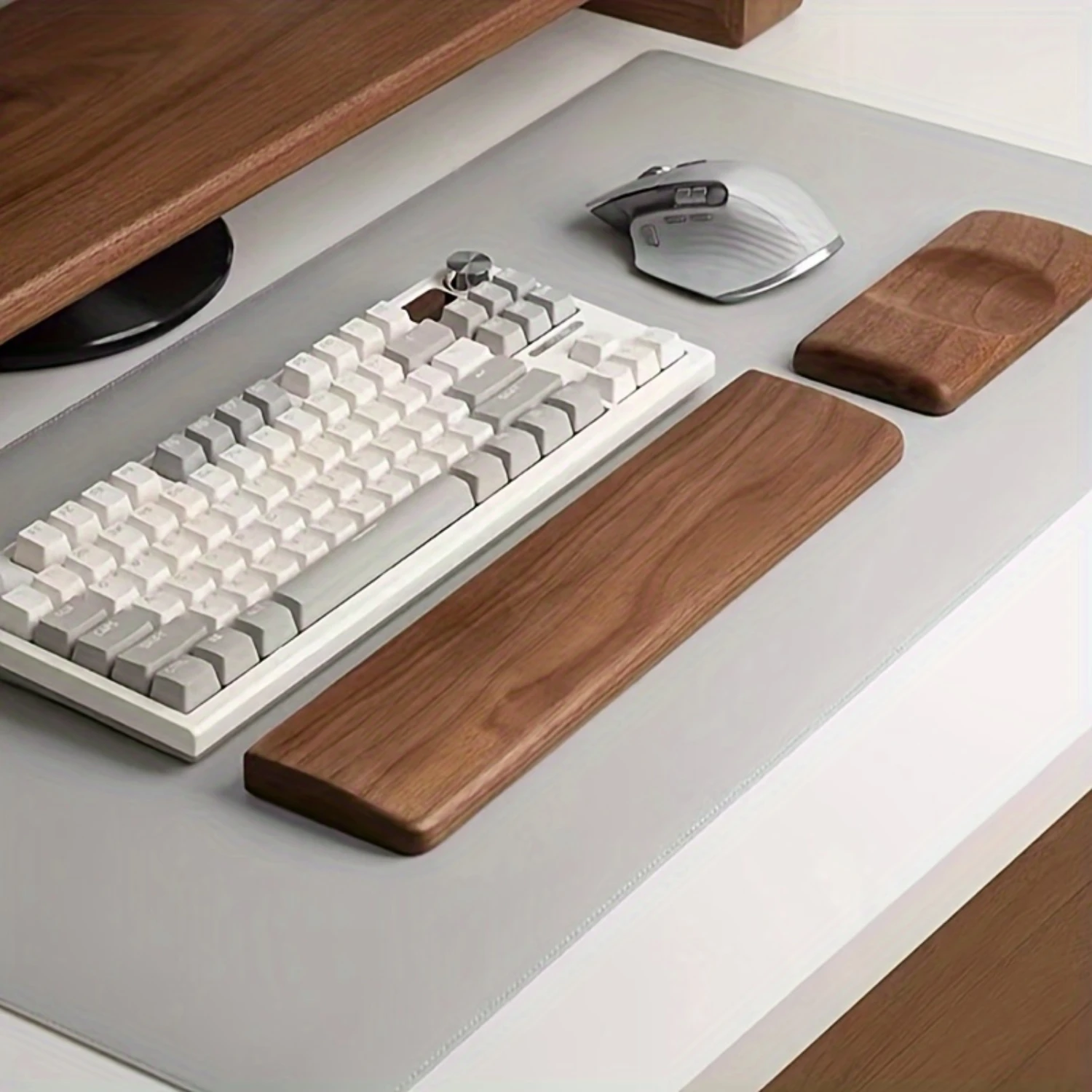 Black Walnut Solid Wood Keyboard And Mouse Wrist Rest, Ergonomic Hand Guard Support For Gaming And Office Use, Creative Design M