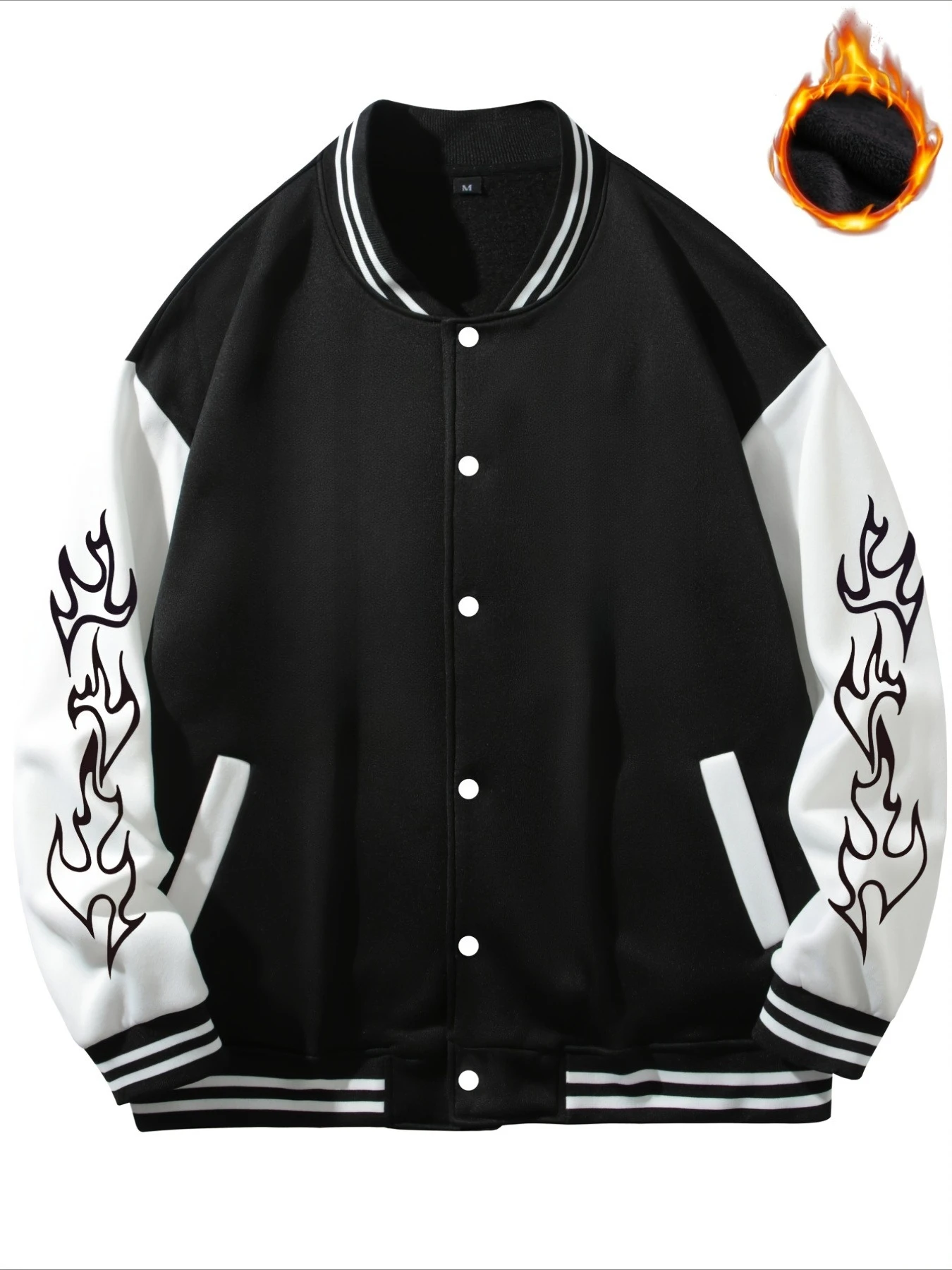

New Autumn/Winter Men's College Jacket, Casual Color Block Button-Up Jacket, Campus Baseball Uniform, Loose Top