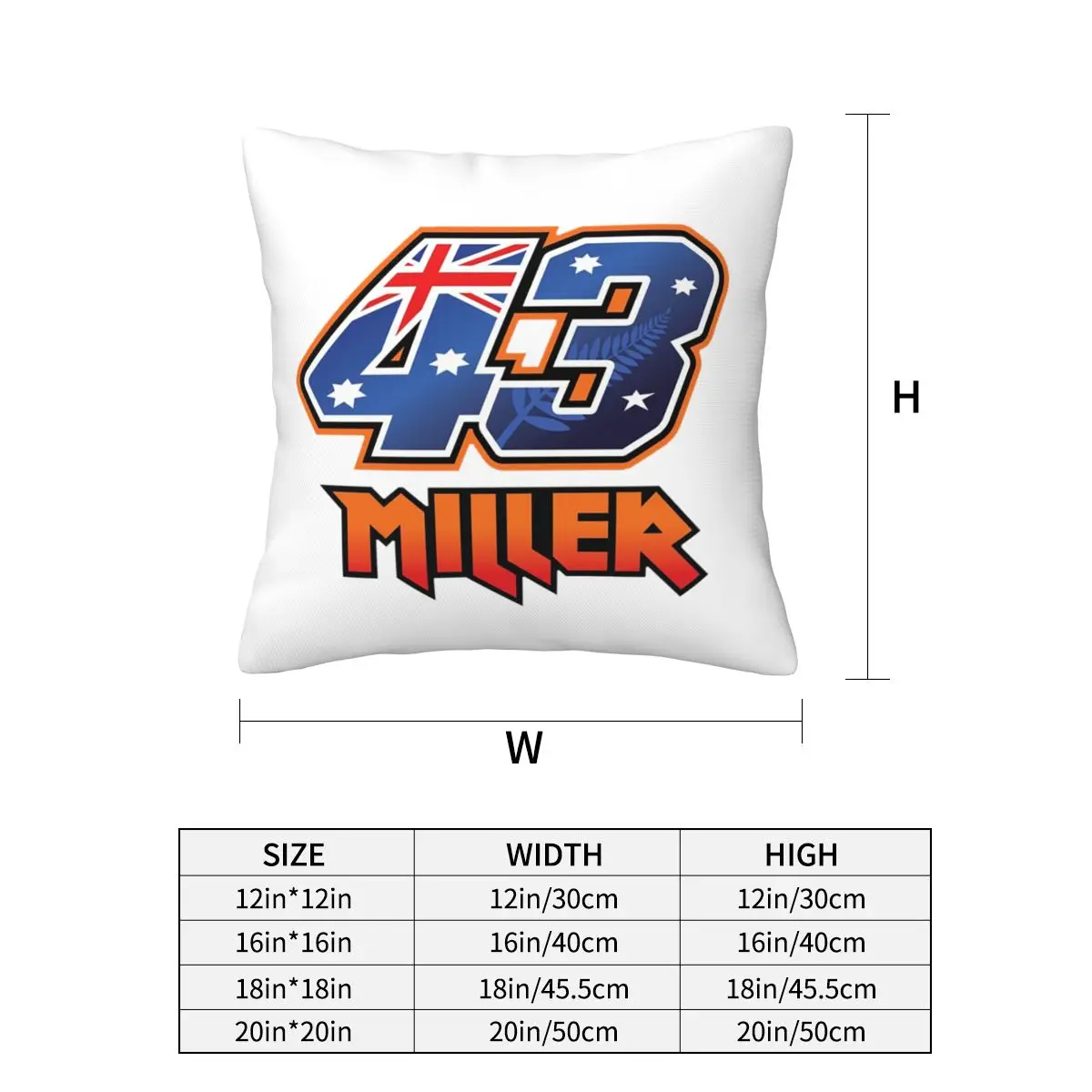 Jack Miller Number 43 Square Pillowcase Pillow Cover Cushion Decor Comfort Throw Pillow for Home Bedroom