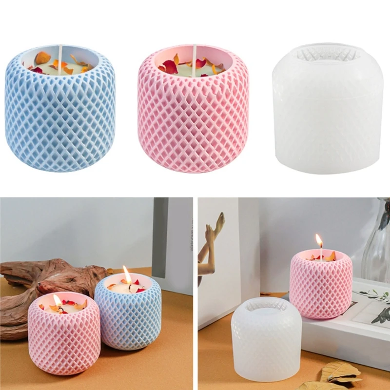 F42F Flexible Candle Cup Molds Crafting Molds Round Shape Candle Holder Molds Candle Base Molds Silicone Texture for Crafting