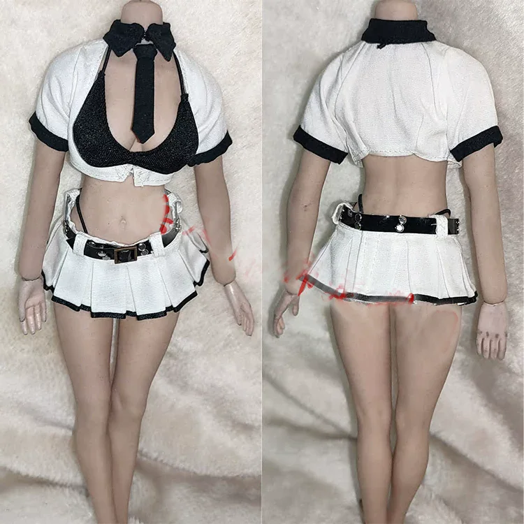 Handmade 1/6 Scale Female Soldier Short Sailor Uniform Pleated Skirt With Belt Model Clothes For 12inch Action Figure Doll
