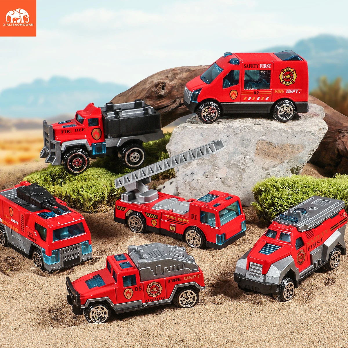 

6-Pack Diecast Fire Emergency Rescue Truck Vehicle Set Alloy Metal Fire Truck Model Small Toy Car for Ages 3-6 Years Old