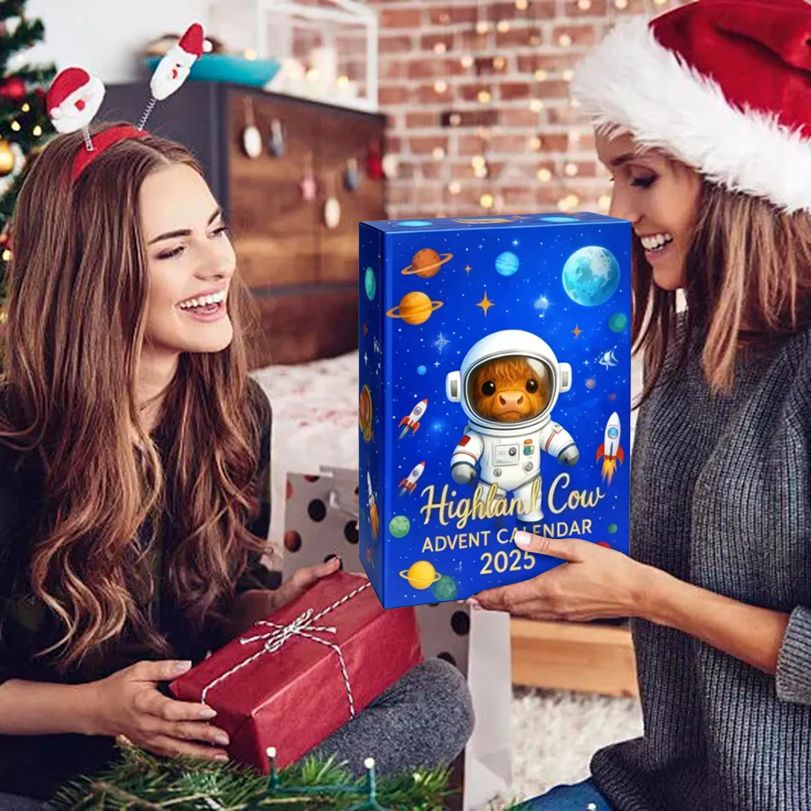 Lumières de batterie extérieures avec minuterie pour couronne, calendrier de vacances 2025, contenant 24 pendentifs en acrylique, minuterie de piscine appropriée, trippers