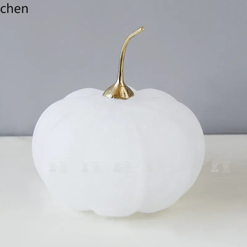 t16- light luxury minimalist natural marble copper pumpkin desktop decoration model room tv cabinet display soft furnishings