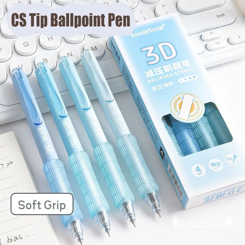 4 قطعة/المجموعة عالية الجودة لينة قبضة قلم حبر جاف CS تلميح التجفيف السريع هلام القلم 0.5 مللي متر الحبر الأسود الصحافة نوع الكتابة أداة مكتب المدرسة #4