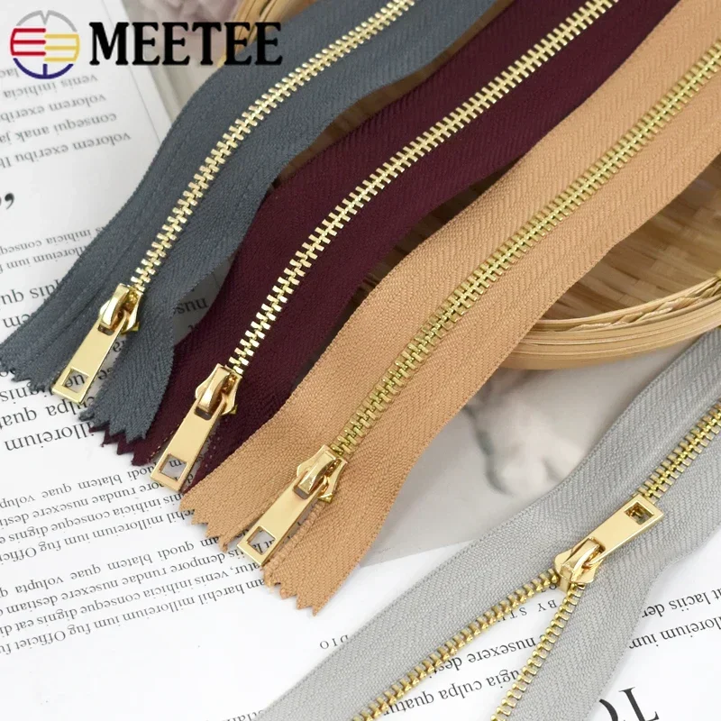 5/10/20Pcs 3# 15/20/25/30cm Metal Zippers Close-End LightGold Teeth Zipper Bag Clothes Replacement Zip Sewing Zips Accessories