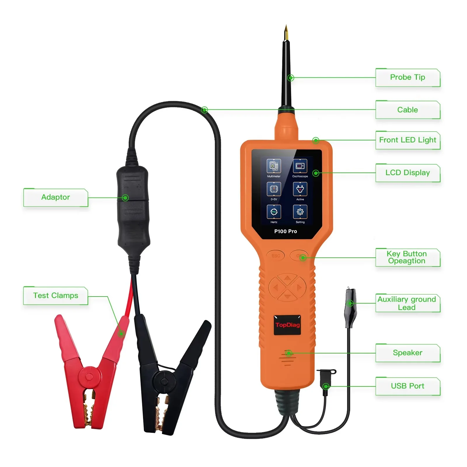 

TopDiag Power Probe P100 Pro PK PS100 P200 Автомобильный анализатор цепей Автомобильная электрическая система Инструмент Тестер инжекторов