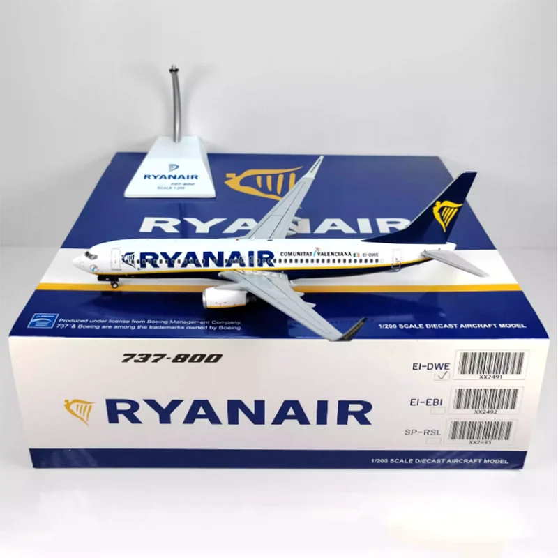 JC Wings Diecast 1:200 Scale Ryanair B737-800 EI-DWE Aircraft