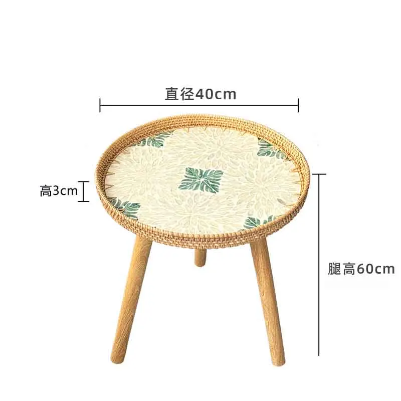 k*-Vine Woven Coffee Table, Creative Shell Tea Table, Living Room Sofa Side Table, Circular Storage Desk, Luxury Modern Furnitur