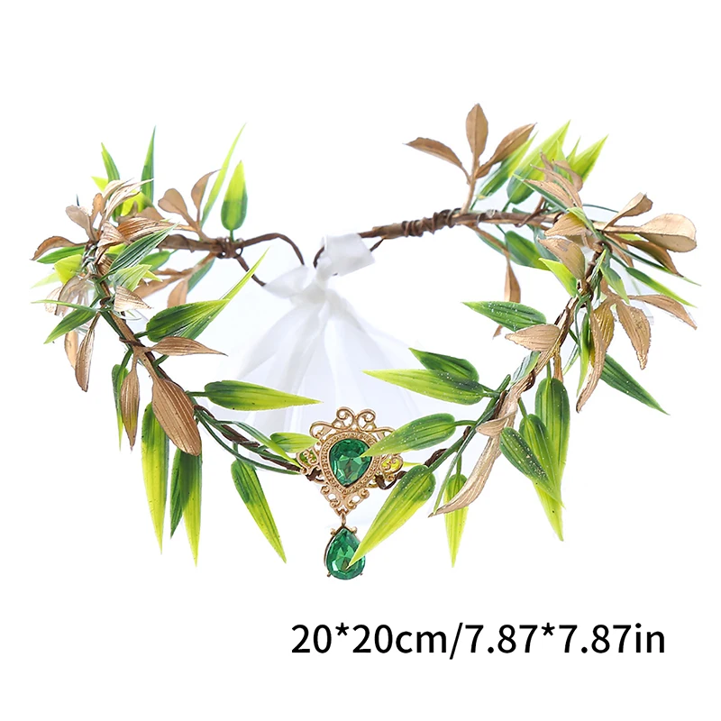 Fairy Leaf Rhinestone Headband Handmade Elf Princess Headpiece Forest Wedding Flower Crown For Women Girls Halloween image 5