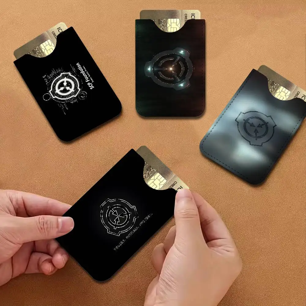 Scp F-Foundation Game Universal PU Leather Slim Card Wallet, ID Credit Card Organizer, Compact Portable Holder for Outdoor