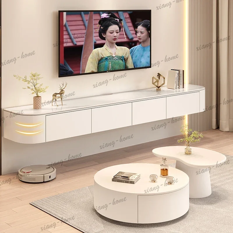 YJ Nordic Trendy Tv Stand Premium Floating Nordic Floating Tv Stand With Drawers Living Room Meuble Télévision Salon Home Furnit