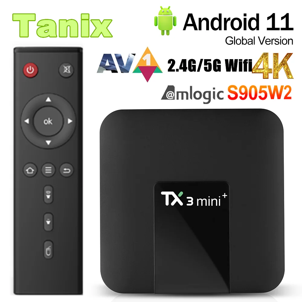 TANIX TX3 Mini + TV BOX Android11 Amlogic S905W2 2GB RAM 16GB ROM AV1 BT 2.4G/5G Dual Wifi 4K HD Media Player Smart Set Top BOX