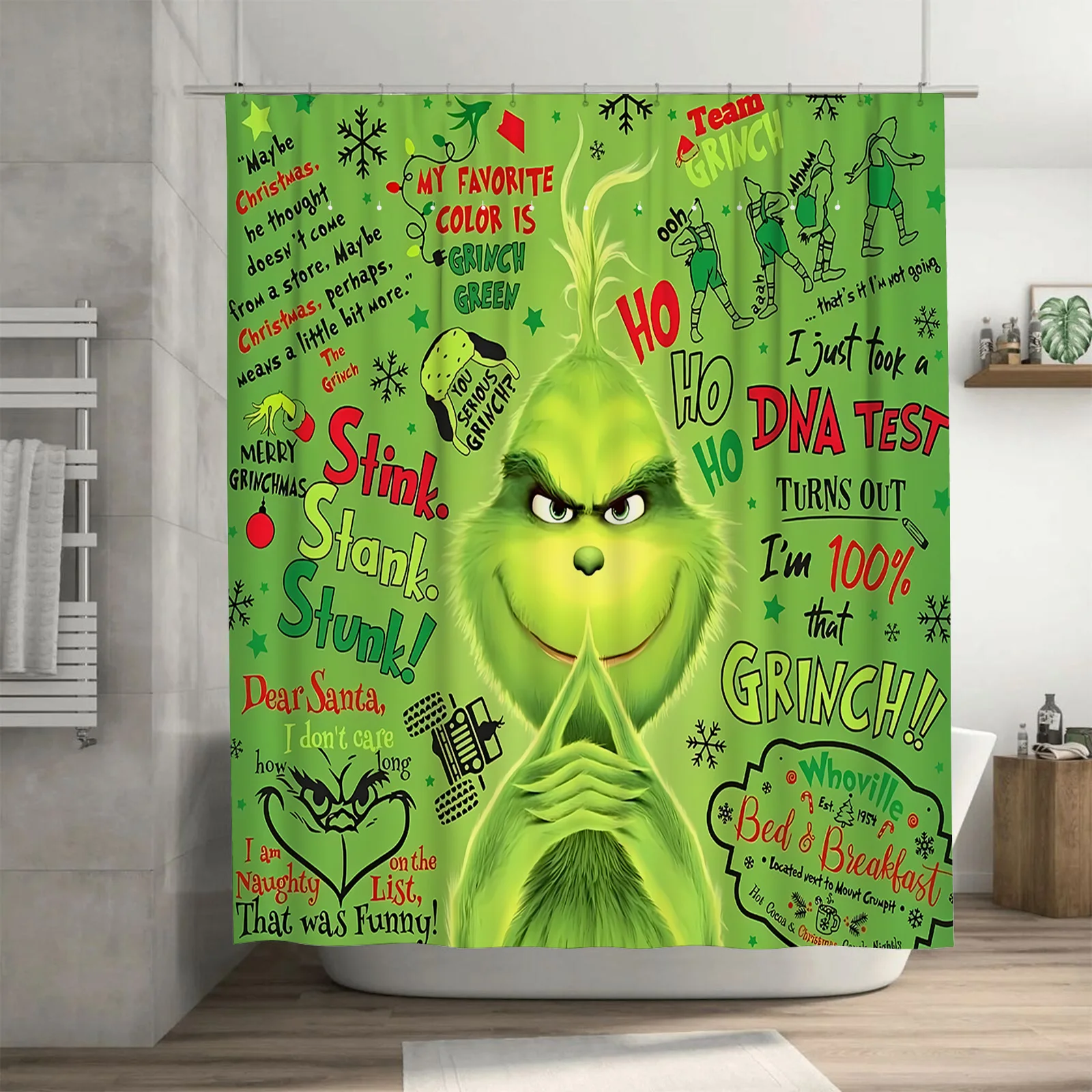 

Тематическая занавеска для душа, рождественский декор, 100, полиэстер, можно стирать в машине, простая в установке и обслуживании, водонепроницаемая, прочная